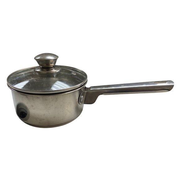 Stainless Steel 1 Qt Saucepan With Glass Lid & Vent Hole - Picture 1 of 6
